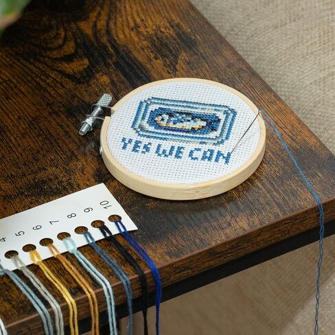 Kikkerland Sardine Mini Crossstitch Embroidery – Beginner DIY Crafting Kit with Bamboo Hoop, Canvas, & Pattern in Kuwait