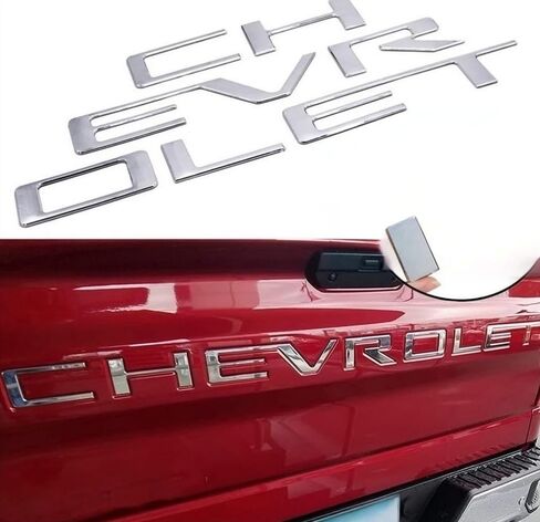 Tailgate Inserts Letters Compatible for 2019-2025 Sverado, 3D Raised & Strong Adhesive Decals Letters (Glossy Chrome) in Saudi Arabia