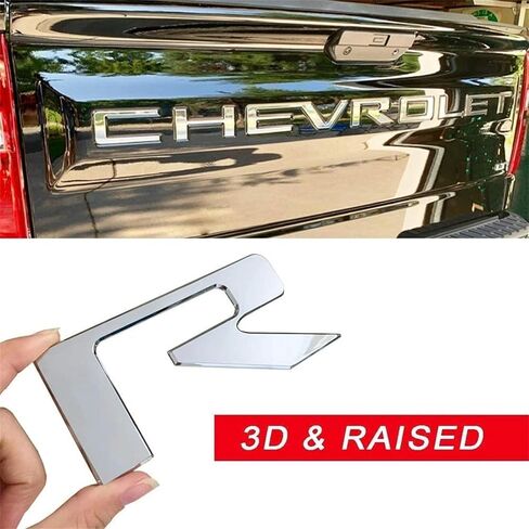 Tailgate Inserts Letters Compatible for 2019-2025 Sverado, 3D Raised & Strong Adhesive Decals Letters (Glossy Chrome) in Saudi Arabia