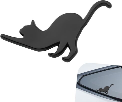 2 PCS 3D Cat Metal Stickers, Funny Waterproof Car Emblem, Personalized Vehicle Decor for Trunk, Hood, Fender & Door, Creative Car Modification Accessories (Black) in Saudi Arabia