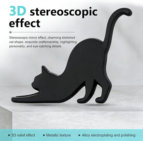 2 PCS 3D Cat Metal Stickers, Funny Waterproof Car Emblem, Personalized Vehicle Decor for Trunk, Hood, Fender & Door, Creative Car Modification Accessories (Black) in Saudi Arabia