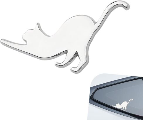 2 PCS 3D Cat Metal Stickers, Funny Waterproof Car Emblem, Personalized Vehicle Decor for Trunk, Hood, Fender & Door, Creative Car Modification Accessories (Black) in Saudi Arabia