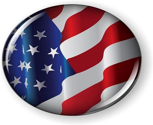 US American Flag Tattered 3D Domed CAR Emblem Badge Sticker Chrome Metal Round Bezel in Kuwait