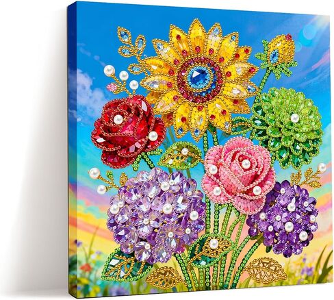 ARTopet DIY Pearl Painting Kit with Frame Gemstone Pearl Diamond Dots Beads Canvas Art Craft for Adult Beginners Display for Tabletop and Wall Mounting Home Decor-Sunflower in Saudi Arabia
