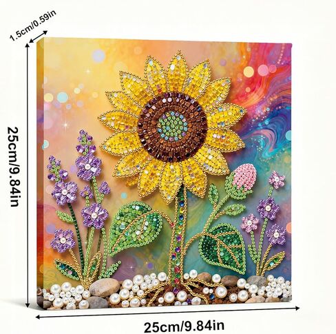 ARTopet DIY Pearl Painting Kit with Frame Gemstone Pearl Diamond Dots Beads Canvas Art Craft for Adult Beginners Display for Tabletop and Wall Mounting Home Decor-Sunflower in Saudi Arabia