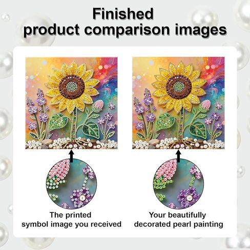 ARTopet DIY Pearl Painting Kit with Frame Gemstone Pearl Diamond Dots Beads Canvas Art Craft for Adult Beginners Display for Tabletop and Wall Mounting Home Decor-Sunflower in Saudi Arabia