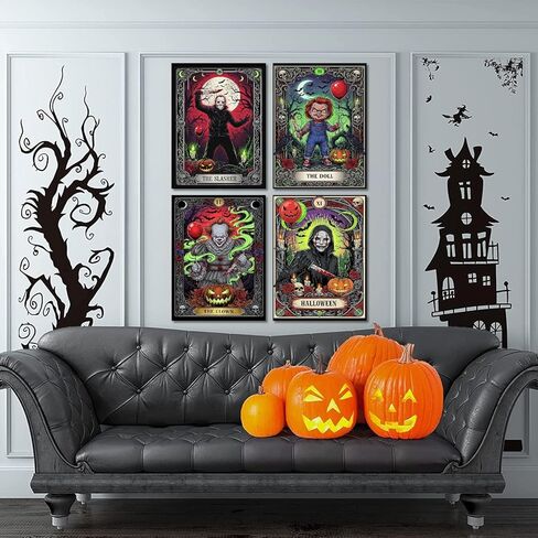 pchmcu 6 Pack Gothic Horror Diamond Art Kits for Adults,Halloween Diamond Painting for Beginners,5D DIY Full Round Gem Art Kits for Home Wall Decor 12x16inch in Saudi Arabia