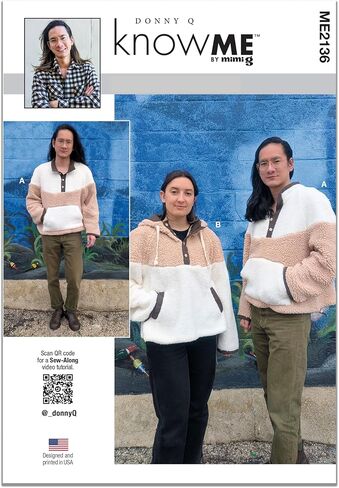 Know Me ME2136A Unisex Loose-Fitting Contrast Jackets Sewing Pattern Packet by Donny Q, Design Code ME2136, Sizes XS-S-M-L-XL-XXL in Saudi Arabia