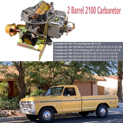 2 Barrel Carburetor 2100 2150 Replacement - Compatible with 289 302 351 Cu 360 Cu Engine, with Electric Choke, Replace Part #2100 2150 A800 for Mustang F100 F250 F350 in Saudi Arabia
