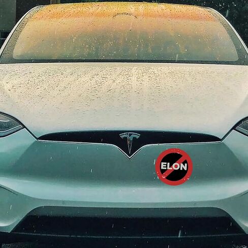 2 pcs Elon Sticker, No Elon Sticker, Musk Tesla Bumper Sticker, 4 Inch Waterproof Vinyl Decal for Car, Truck, Laptop, Window, Tesla Bumper Stickers in Saudi Arabia