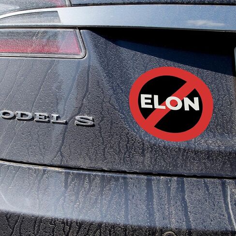 2 pcs Elon Sticker, No Elon Sticker, Musk Tesla Bumper Sticker, 4 Inch Waterproof Vinyl Decal for Car, Truck, Laptop, Window, Tesla Bumper Stickers in Saudi Arabia