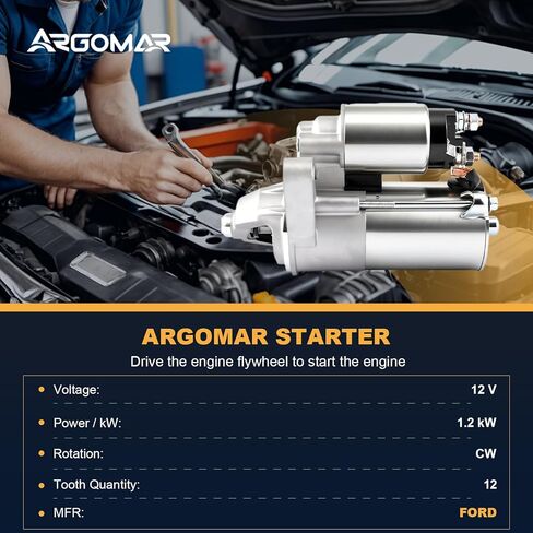 Starter Motor Compatible with Ford F-150 2011-2012 V6 3.5L/3.7L, Mustang 2011-2012 V6 3.5L, 1.2KW 12V 12-Tooth Clockwise, Replace# BR3T-11000-AC, BR3Z-11002 5405N in Saudi Arabia