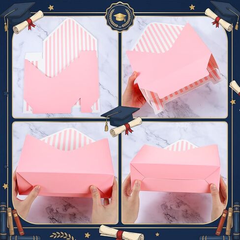 Outus 20 Pcs Floral Envelope Boxes for Graduation Empty Paper Flower Bouquet Envelop Paper Boxes Pink Black Stripe Florist Flower Bags for Gift Packaging Birthday Wedding Party in Kuwait