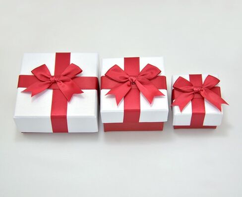 Paialco Jewelry Package Paper Gift Box Red Ribbon Bow-Knot 3 3/4-Inch by 3 3/4-Inch in Kuwait