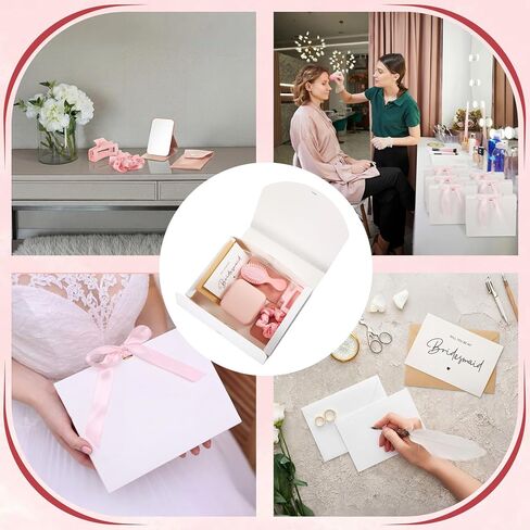 Novabright 48 Pcs Bridesmaid Proposal Gifts Box Set of 6 - Will You Be My Bridesmaid Gift Kit with Leather Jewelry Box & Mirror, Hair Accessories for Wedding, Bridal Shower, Bachelorette Party Favor in Kuwait