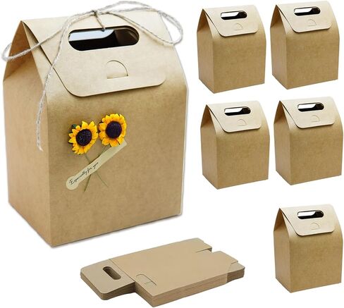 ShF1djx kraft large Paper Gift Boxes – with Jute Twine and Sunflower Decor birthday gifts for women and teacher gifts,Pack some snacks as snack box.5 Pack 6.5×5×6 Inch. in Saudi Arabia