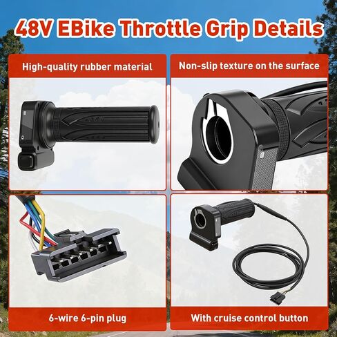 48V Electric Bike Throttle Grip with LCD Voltage Display & Cruise Control, Replacement for Jetson Haze Folding Ebike, DYU Y16 Electric Bicycle, 6-Pin Plug and Play Accelerator in Saudi Arabia