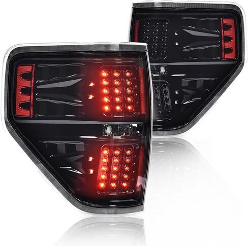 PIT66 LED Tail Lights Compatible with 2009-2014 Ford F150 LED Point Style BL3Z13405B Black Housing Clear Lens Rear Tail Lamp Lamp Assembly in Kuwait