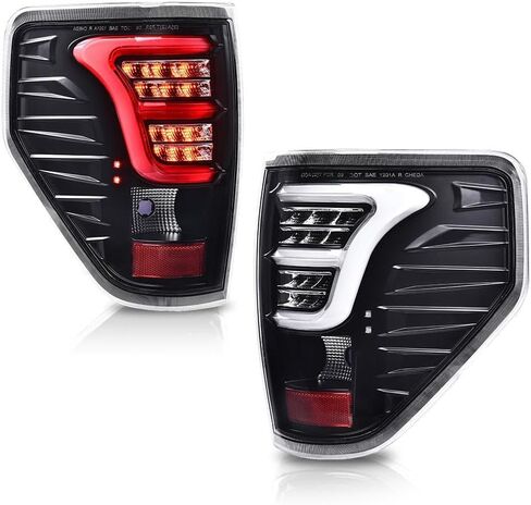 PIT66 LED Tail Lights Compatible with 2009-2014 Ford F150 LED Point Style BL3Z13405B Black Housing Clear Lens Rear Tail Lamp Lamp Assembly in Kuwait