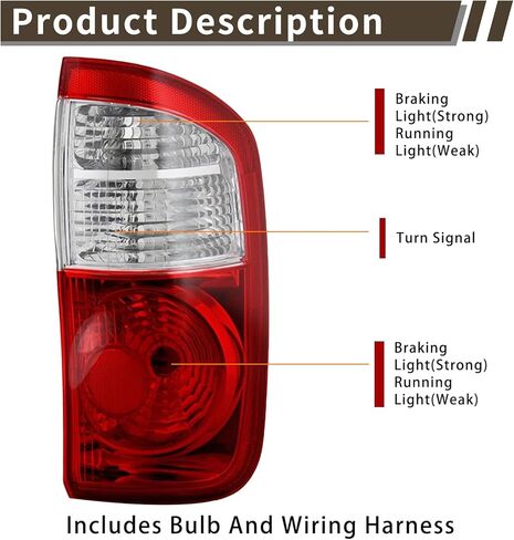 Tail Light Assembly Compatible With 2004 2005 2006 Toyota Tundra Driver and Passenger Side Halogen Rear Brake Lamps With Bulb And Wiring Harness Fit 4 Door Double Cab in Kuwait