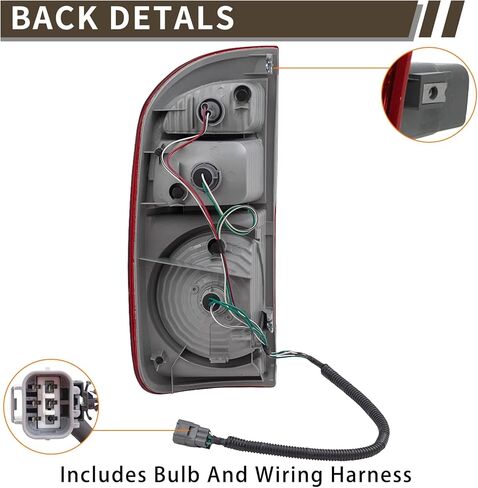 Tail Light Assembly Compatible With 2004 2005 2006 Toyota Tundra Driver and Passenger Side Halogen Rear Brake Lamps With Bulb And Wiring Harness Fit 4 Door Double Cab in Kuwait