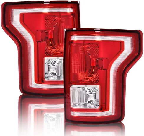 PIT66 LED Tail Lights Compatible with 2009-2014 Ford F150 LED Point Style BL3Z13405B Black Housing Clear Lens Rear Tail Lamp Lamp Assembly in Kuwait
