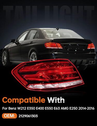 Left Driver Side Tail Lights for 2014 2015 2016 Mercedes-Benz E-Class W212 E250 E350 E400 E550 E63 AMG, Rear Outer Taillights Brake Lamps w/Led Bulbs, 2129061303 in Saudi Arabia