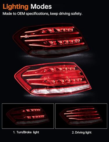 Left Driver Side Tail Lights for 2014 2015 2016 Mercedes-Benz E-Class W212 E250 E350 E400 E550 E63 AMG, Rear Outer Taillights Brake Lamps w/Led Bulbs, 2129061303 in Saudi Arabia