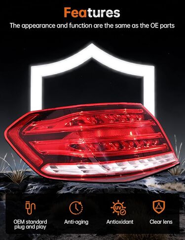 Left Driver Side Tail Lights for 2014 2015 2016 Mercedes-Benz E-Class W212 E250 E350 E400 E550 E63 AMG, Rear Outer Taillights Brake Lamps w/Led Bulbs, 2129061303 in Saudi Arabia