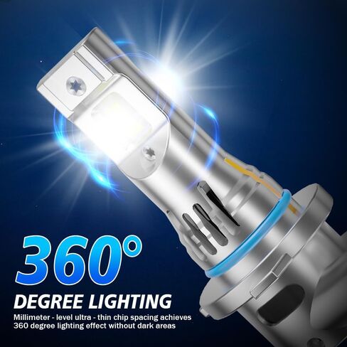 Automotive Front Light Bulbs, H7 and H7 Front Light Combo, 6000K with Built-in Fan for Hyundai Tucson 2016 2017 2018 (with Factory Halogen Modes Fit), High and Low Beam, 12-24V, 4-Pack in Kuwait