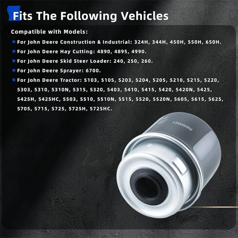 RE60021 Fuel Filter Compatible with John Deere 240 250 260 Skid Steer Loader 5103 5105 5203 5204 5205 5210 5215 5220 5303 5310 5315 5320 5403 5410 5510 5515 5520 5605 5615 5625 Tractor Replace RE60019 in Kuwait