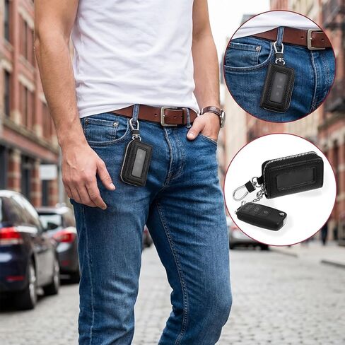 Premium Car Leather Key Fob Case Genuine Leather Car Smart Universal Key Holder Cars Remote Keychain Fob Bag in Saudi Arabia