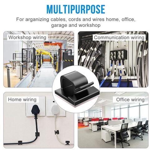 Adhesive Cable Clips 50 Pcs, Wire Clips Nylon Cable Holder Organizer Cord Management for Car, Office and Home (Clear) in Saudi Arabia