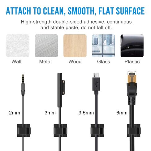 Adhesive Cable Clips 50 Pcs, Wire Clips Nylon Cable Holder Organizer Cord Management for Car, Office and Home (Clear) in Saudi Arabia