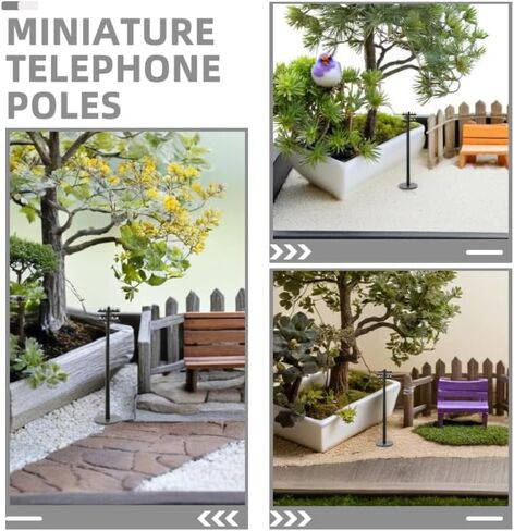 VICASKY 3pcs Miniature Telephone Poles for Model Train Scenery Realistic Poles Railroad Railway Model Diorama Traffic Sign for Scale Architectural Accessories in Kuwait