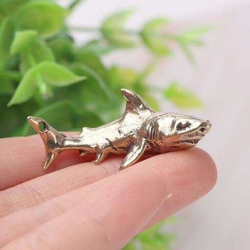4Pcs Durable Unique Vintage Brass Shark Figurine Miniature Decor for Home Desk Adorable Keychain Pendant Ornament in Kuwait