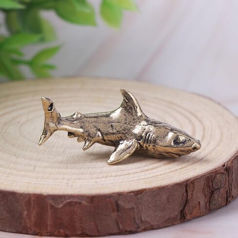 4Pcs Durable Unique Vintage Brass Shark Figurine Miniature Decor for Home Desk Adorable Keychain Pendant Ornament in Kuwait