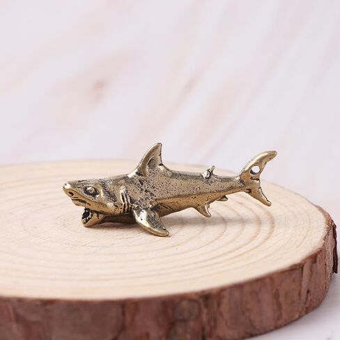 4Pcs Durable Unique Vintage Brass Shark Figurine Miniature Decor for Home Desk Adorable Keychain Pendant Ornament in Kuwait