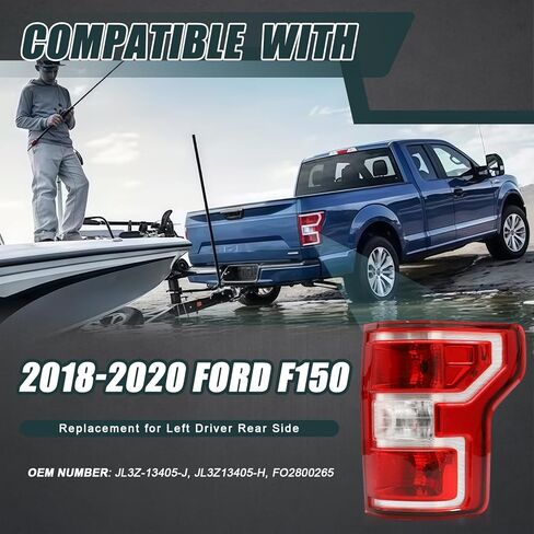Pair Halogen Tail Light Assembly for 2018-2020 Ford F150, Left and Right Rear Brake Tail Lamps Driver Passenger Side Without Blind Spot Monitor, Replace JL3Z13405H JL3Z13404H in Saudi Arabia