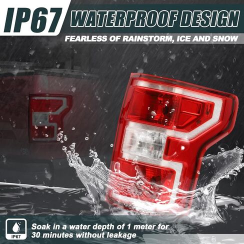 Pair Halogen Tail Light Assembly for 2018-2020 Ford F150, Left and Right Rear Brake Tail Lamps Driver Passenger Side Without Blind Spot Monitor, Replace JL3Z13405H JL3Z13404H in Saudi Arabia