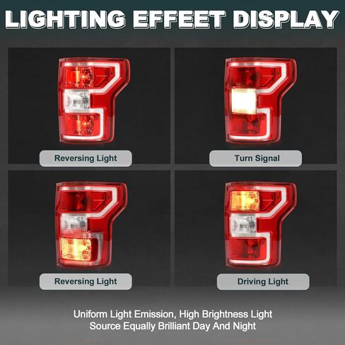 Pair Halogen Tail Light Assembly for 2018-2020 Ford F150, Left and Right Rear Brake Tail Lamps Driver Passenger Side Without Blind Spot Monitor, Replace JL3Z13405H JL3Z13404H in Saudi Arabia