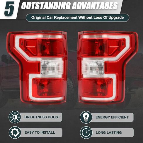 Pair Halogen Tail Light Assembly for 2018-2020 Ford F150, Left and Right Rear Brake Tail Lamps Driver Passenger Side Without Blind Spot Monitor, Replace JL3Z13405H JL3Z13404H in Saudi Arabia