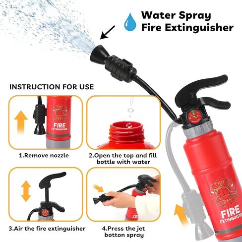 Liberry Firefighter Costume for Kids 3-5, Fireman Toys with Toddler Career Day Outfit, Helmet, Fire Extinguisher, Pretend Play Set for Boys Girls Birthday Gift in Saudi Arabia