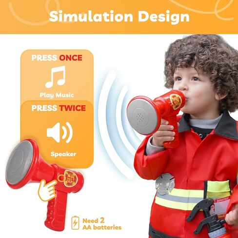 Liberry Firefighter Costume for Kids 3-5, Fireman Toys with Toddler Career Day Outfit, Helmet, Fire Extinguisher, Pretend Play Set for Boys Girls Birthday Gift in Saudi Arabia