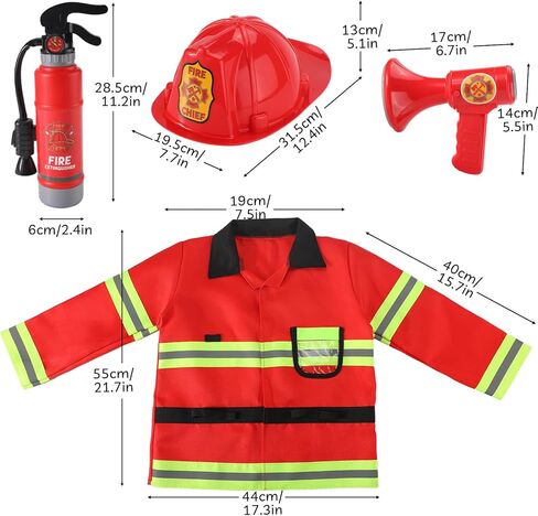 Liberry Firefighter Costume for Kids 3-5, Fireman Toys with Toddler Career Day Outfit, Helmet, Fire Extinguisher, Pretend Play Set for Boys Girls Birthday Gift in Saudi Arabia