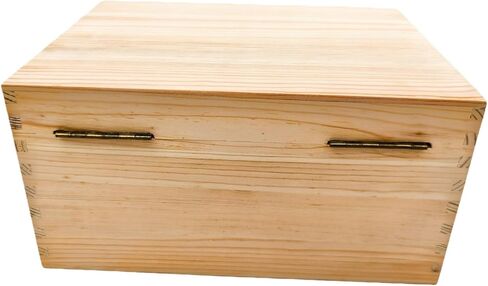 Unfinished Natural Pine Wood Storage Box with Hinged Lid, Wooden Craft Container for Jewelry, Gifts, Art Supplies, Hobby Organization (10.6 x 7.87 x 5.12in) in Saudi Arabia