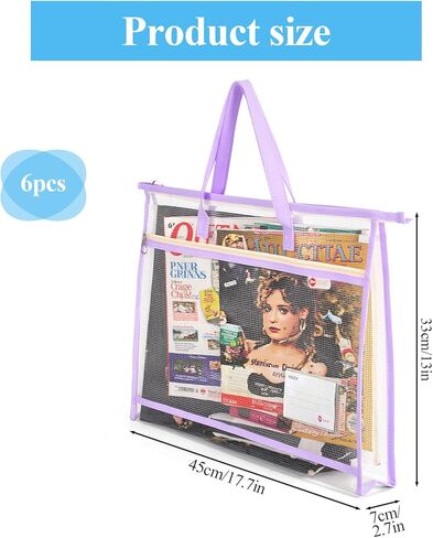 Kenaeooe 6 Pack 18x13x2.8 Inches A3 Project Bags Sewing Project Bag with Zipper and Handle Clear Mesh Craft Organizer Storage for Quilting, Artworks, and Travel Supplies in Saudi Arabia