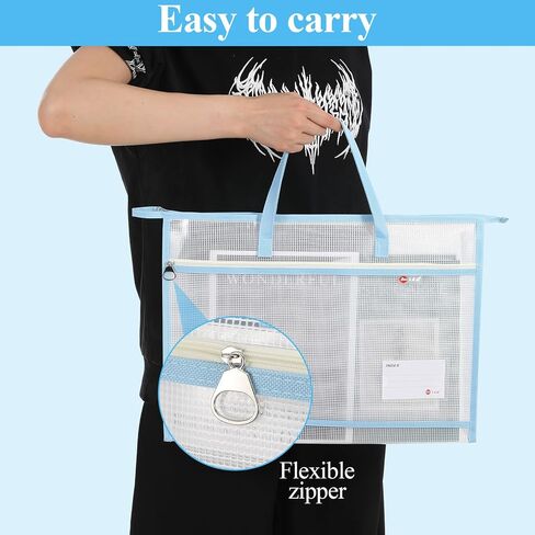 Kenaeooe 6 Pack 18x13x2.8 Inches A3 Project Bags Sewing Project Bag with Zipper and Handle Clear Mesh Craft Organizer Storage for Quilting, Artworks, and Travel Supplies in Saudi Arabia