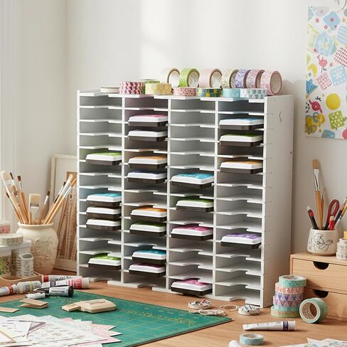Windiboo Ink Pad Storage Organizer with 60 Slots, Vertical Ink Pad Holder for Craft Room, Wall Mounted or Desktop Stamp Pad Storage Rack for Scrapbooking, Card Making and Rubber Stamping in Saudi Arabia