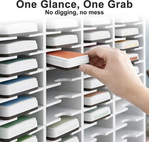 Windiboo Ink Pad Storage Organizer with 60 Slots, Vertical Ink Pad Holder for Craft Room, Wall Mounted or Desktop Stamp Pad Storage Rack for Scrapbooking, Card Making and Rubber Stamping in Saudi Arabia